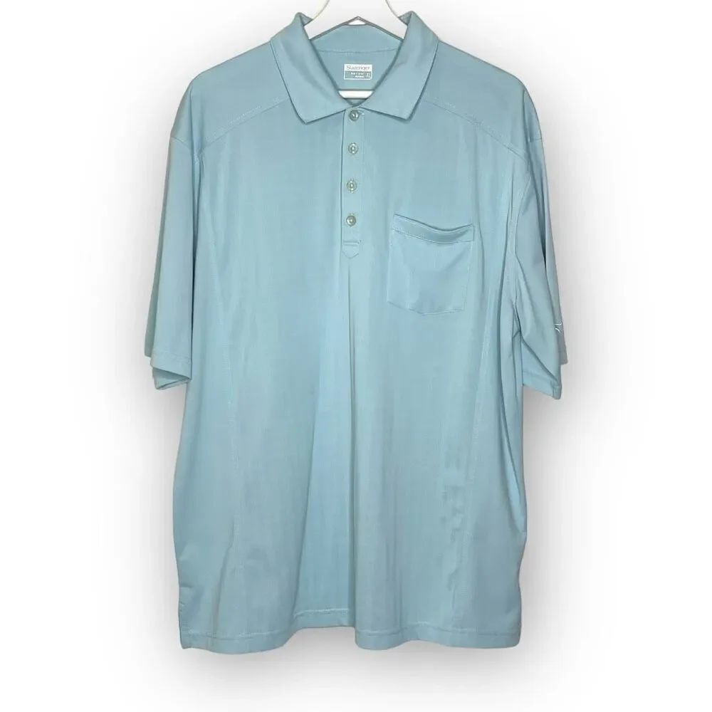 Slazenger Golf Shirt Polo Short Sleeve Casual with Pocket Men's XL Teal Blue